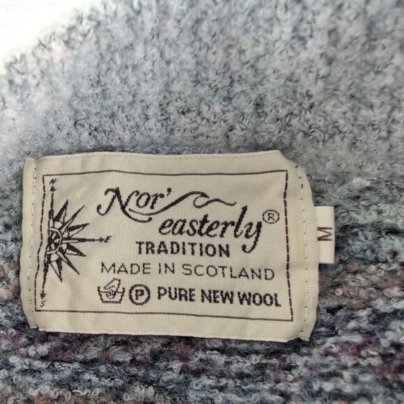 Vintage Nor'Easterly 100% Pure New Wool Sweater Size Medium Made In Scotland - Picture 2 of 10